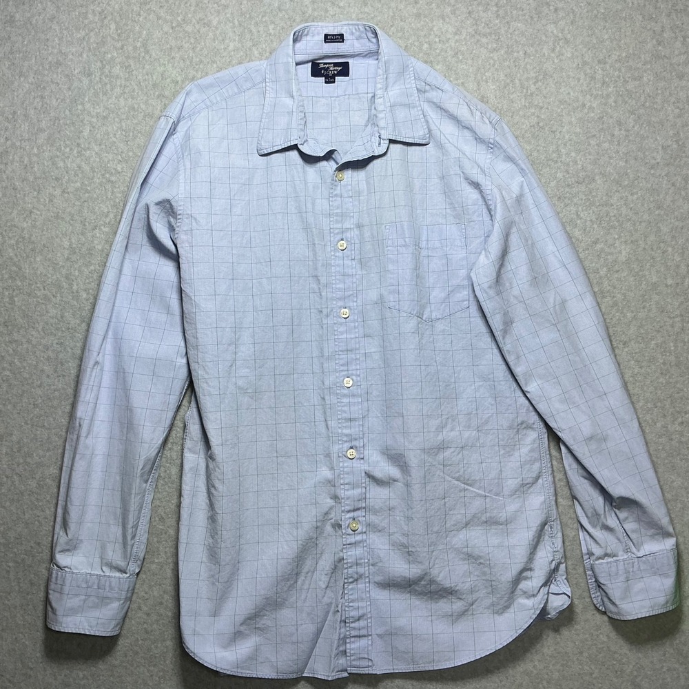 J.Crew Thompson Shirtings Mens Large Blue Windowpane Check Button Down Shirt
